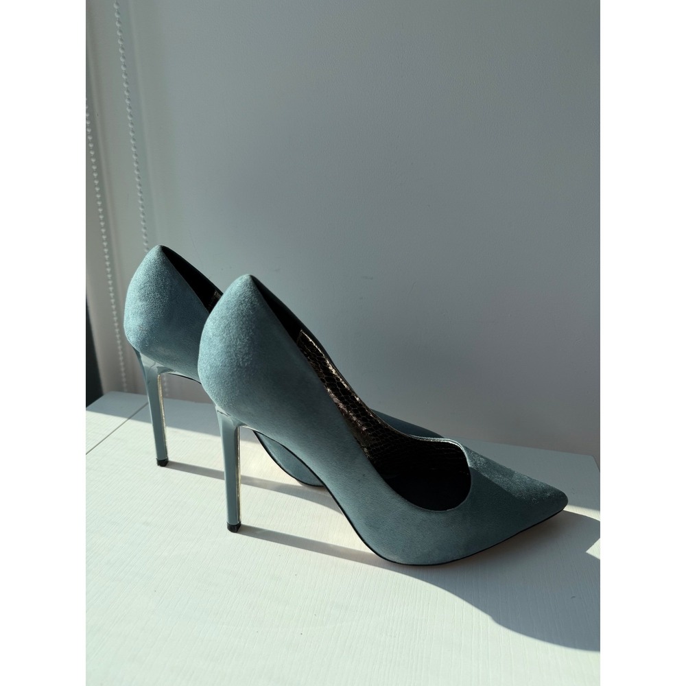 River Island Blue Faux Suede Pointed Toe Stiletto Heels Size 39 US 8